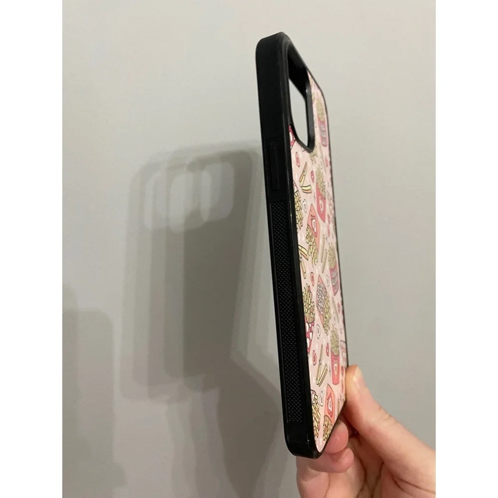Phone Case iPhone 12 Pro Max Pink‎ Fries Before Guys Food Graphic Print Black